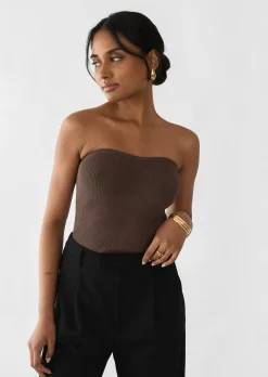 Hauts^Outfitbook Top bandeau MARRON