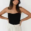 Hauts^Outfitbook Top bandeau en maille NOIR