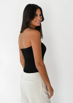 Hauts^Outfitbook Top bandeau en maille NOIR