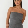 Hauts^Outfitbook Top bandeau en maille côtelée GRIS