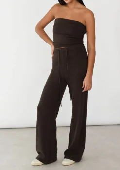 Hauts^Outfitbook Top bandeau en maille côtelée MARRON