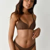 Maillots De Bain^Outfitbook Top bikini côtelé armature V Marron