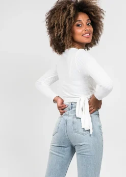 Hauts^Outfitbook Top cache-coeur côtelé blanc