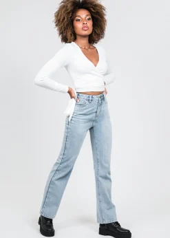 Hauts^Outfitbook Top cache-coeur côtelé blanc