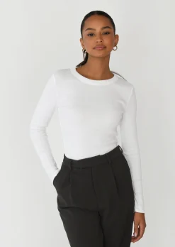 Hauts | Pulls L Cardigans^Outfitbook Top coton manches longues BLANC