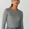 Pulls L Cardigans | Hauts^Outfitbook Top coton manches longues GRIS