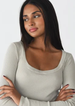 Pulls L Cardigans | Hauts^Outfitbook Top coton manches longues BEIGE