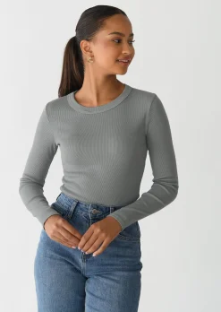 Pulls L Cardigans | Hauts^Outfitbook Top coton manches longues GRIS