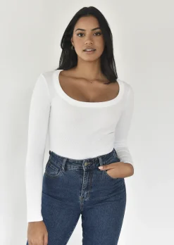 Pulls L Cardigans | Hauts^Outfitbook Top coton manches longues BLANC