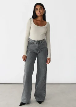 Pulls L Cardigans | Hauts^Outfitbook Top coton manches longues BEIGE