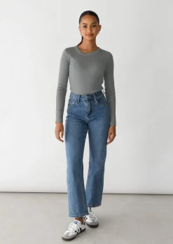 Pulls L Cardigans | Hauts^Outfitbook Top coton manches longues GRIS