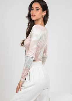 Hauts^Outfitbook Top effet tie-dye manches longues
