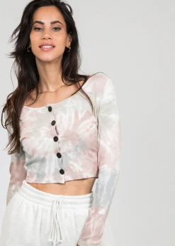 Hauts^Outfitbook Top effet tie-dye manches longues