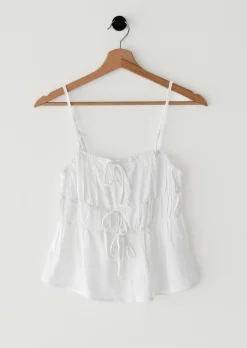 Hauts^Outfitbook Top en lin froncé BLANC