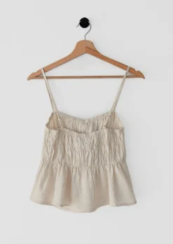 Hauts^Outfitbook Top en lin froncé BEIGE