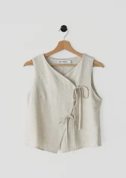 Hauts^Outfitbook Top en lin mélangé à nouer BEIGE