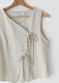 Hauts^Outfitbook Top en lin mélangé à nouer BEIGE