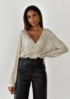 Hauts^Outfitbook Top manches longues à sequins