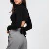 Hauts^Outfitbook Top manches longues avec noeud au dos noir