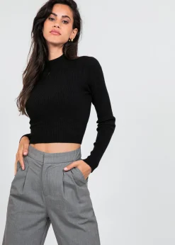 Hauts^Outfitbook Top manches longues avec noeud au dos noir