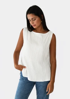 Hauts^Outfitbook Top plissé BLANC
