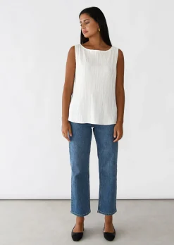 Hauts^Outfitbook Top plissé BLANC