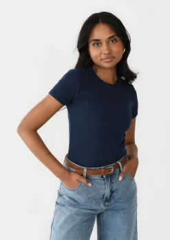 Hauts^Outfitbook T-shirt coton manches courtes BLEU