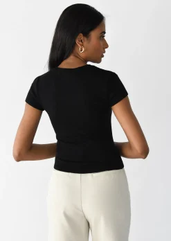 Hauts^Outfitbook T-shirt maille manches courtes NOIR
