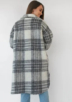 Vestes L Manteaux^Outfitbook Veste à carreaux longue noir