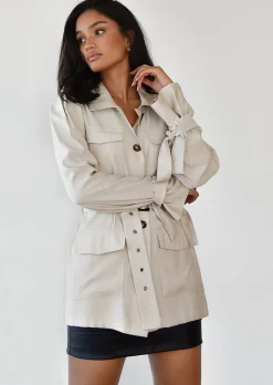 Vestes L Manteaux^Outfitbook Veste avec ceinture à la taille beige