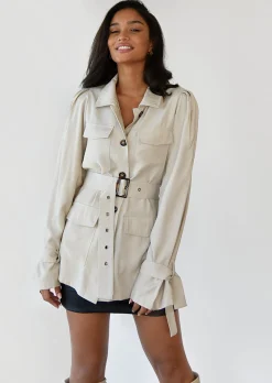 Vestes L Manteaux^Outfitbook Veste avec ceinture à la taille beige